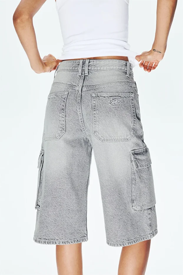 Kargo tipi denim bermuda şort - 7