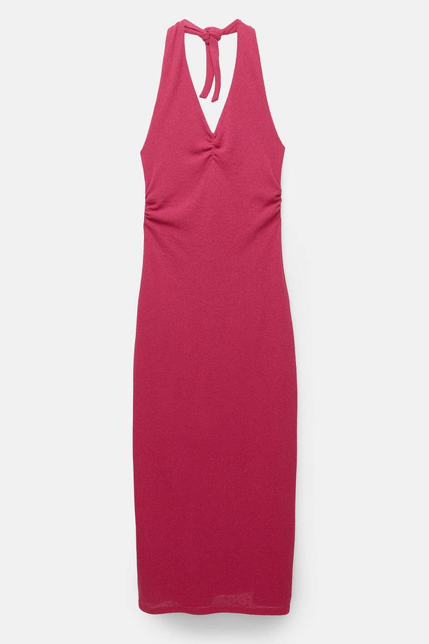 Halter örgü midi elbise - 4