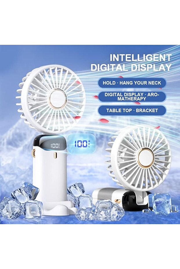 Portable Handheld Fan with 5-Speed Powerful Airflow, USB Rechargeable 2000mAh Battery - 5