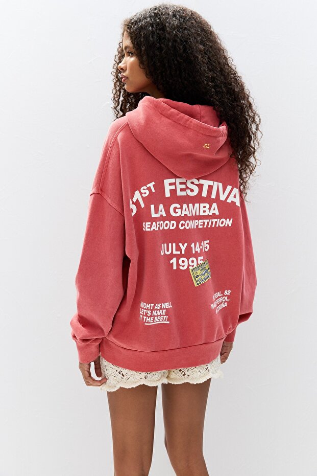 Kapüşonlu karides sweatshirt - 4