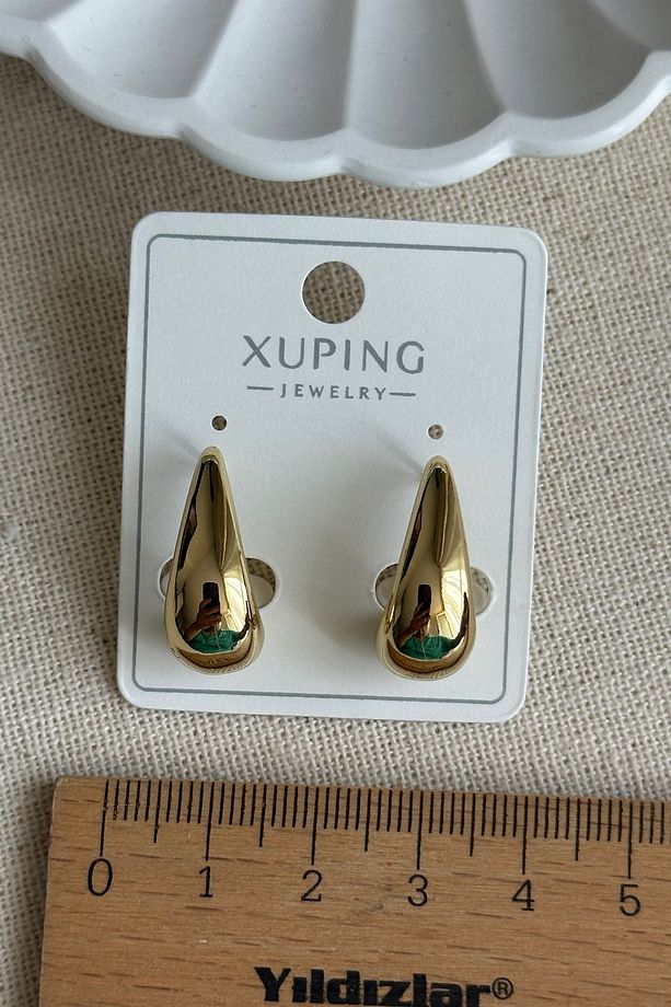 Xuping 14K Sade Damla U Kadın Küpe – Kararmaz | Kadın Takı Xuping Küpe - 2