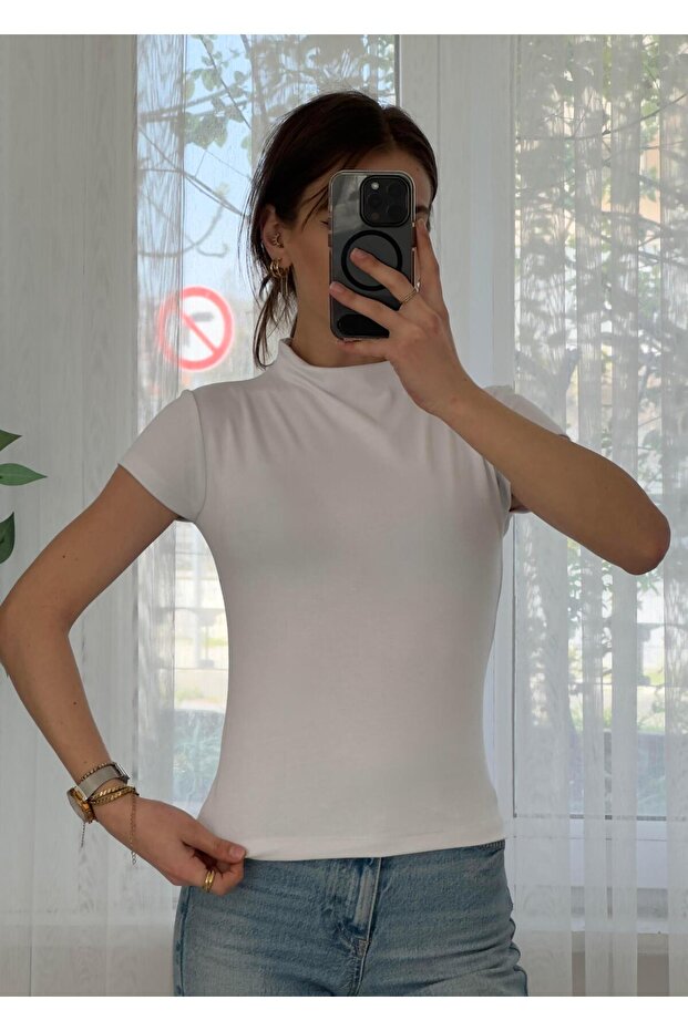 Buzzy Beyaz Bebe Kol Basic Yaka Tshirt - 4