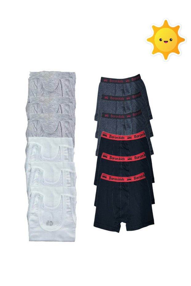 12Pcs Boys Singlet Boxer Set 6 Singlets 6 Boxers Srn-002002
