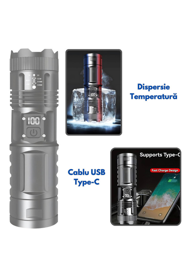 APF® Powerful, Ultra Bright Telescopic LED Flashlight with Phone Charging Function - 6
