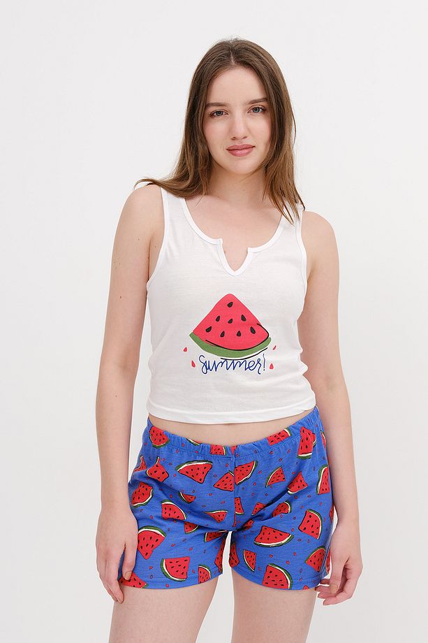 Karpuz Baskılı Şortlu Pijama Takımı Ş077 - 6