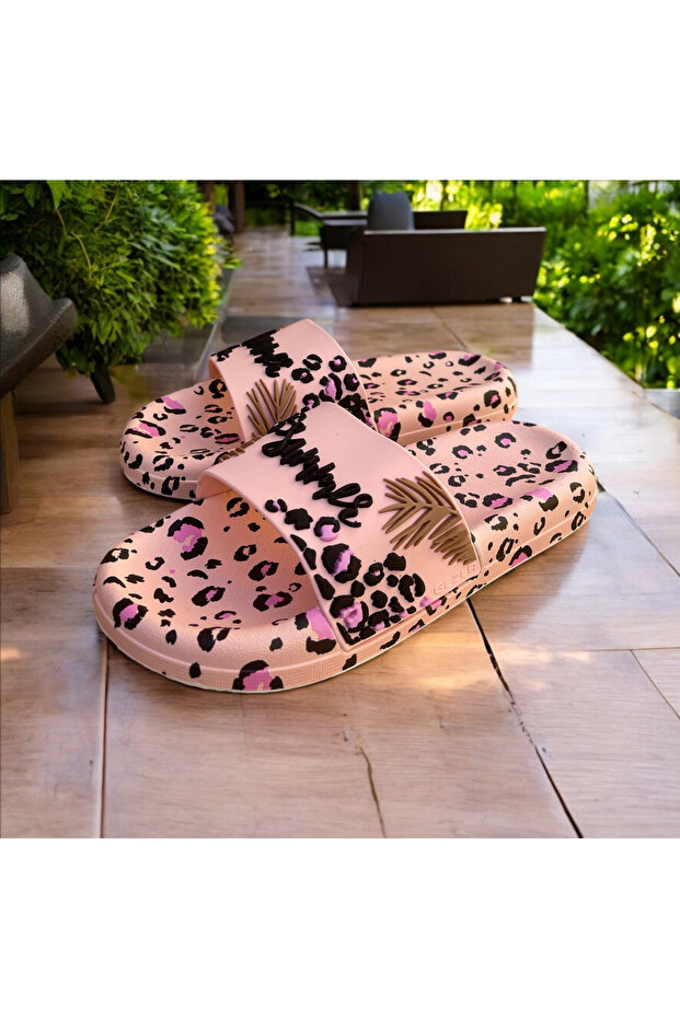 Leopard Patterned Embossed Non-Slip Base. Pool Sea Bathroom Balcony Terrace Home and Street Slippers