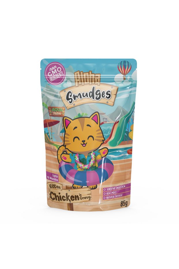 Aloha Smudges Chicken Kitten Cat wet food in Gravy 85g Pouch Pack of 12