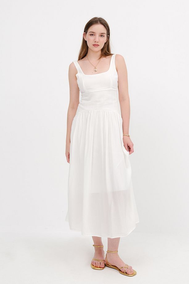 Kare Yaka Midi Elbise E17379 - 5
