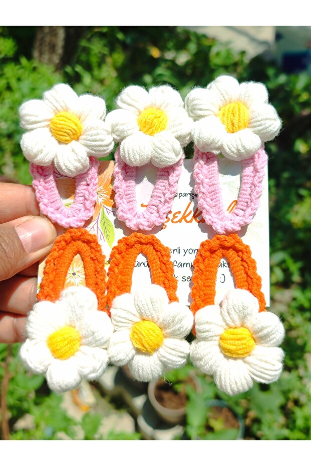 Amigurumi Snap Buckle Hand-Knitted Daisy Detailed (6 Pcs)
