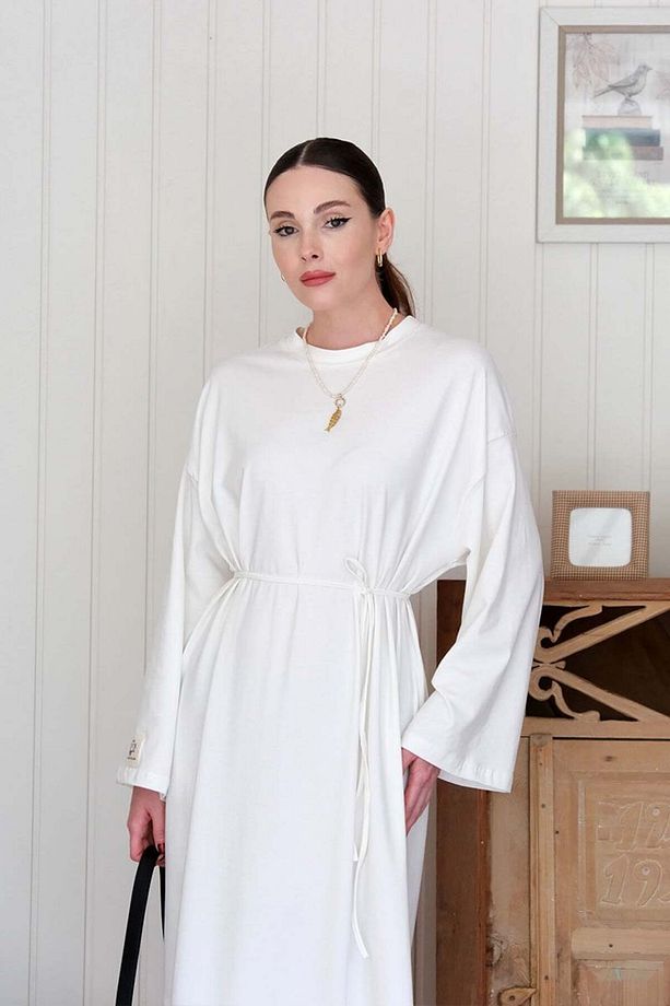 Ekru Süprem Basic Elbise - 5
