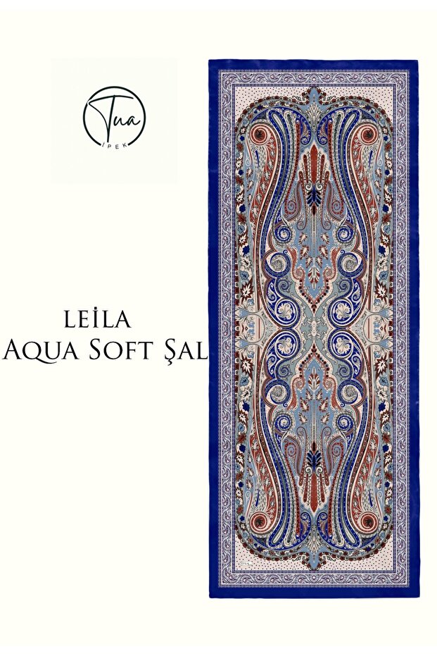 Leila Aqua Soft Coton Shal - Ethnic Patterned