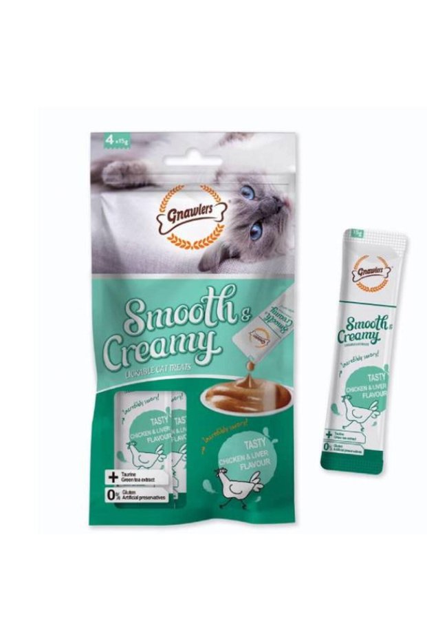 Gnawlers Chicken & Liver Flavour Smooth & Creamy Lickable Cat Treats 15g Pack of 12