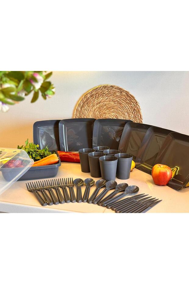 32 Piece Multi-Purpose Picnic Set – with Storage Container Body |   Includes Plate, Fork, Spoon, Knife and Cup - 4