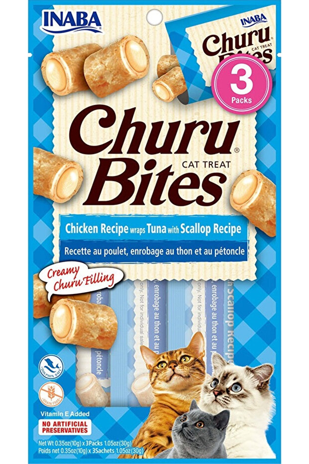 Churu Chicken Recipe Wraps Tuna With Scallop Recipe 30g - 3 Pouches Per Pack Pack Of 6