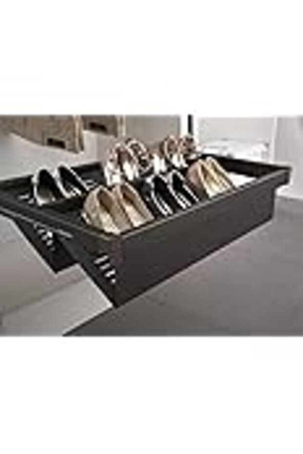 Soft-Close Mechanism Pull-Out Shoe Rack and Drawer for Closets