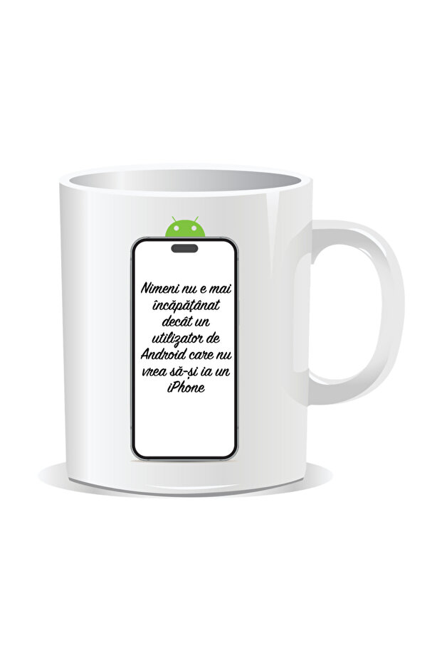 Personalized mug with funny message, Android vs iPhone - White interior - 1