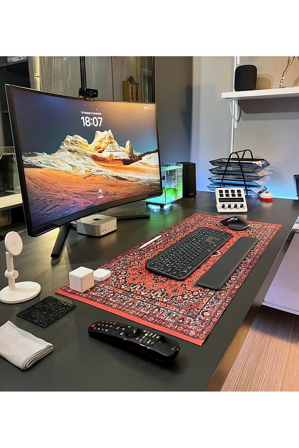90 x 40 cm Halı Desenli Kaydırmaz Taban Speed Hızlı Yüzey Mousepad Masa Matı - 2