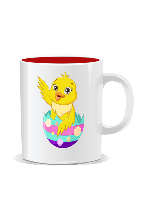 Personalized Easter mug, Chicken in egg - Red interior - 1