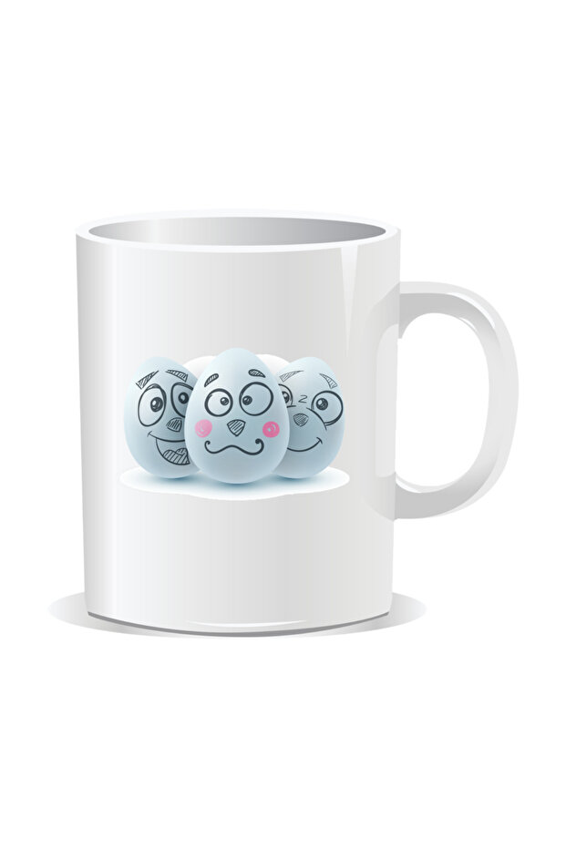 Personalized Easter mug, Painted eggs - White interior - 1