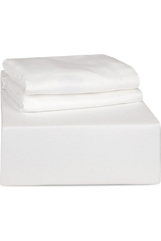 :طقم ملاءات سرير فاخرة سادة من 3 قطع، 500 خيط، 100 قطن غني - 2