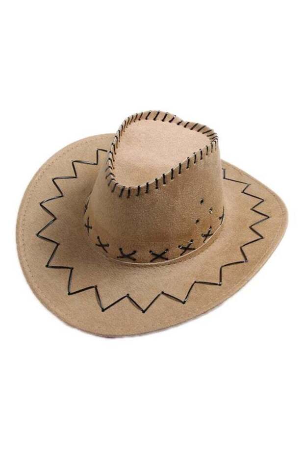 قبعة رعاة البقر باللون البيج الفاتح - 1