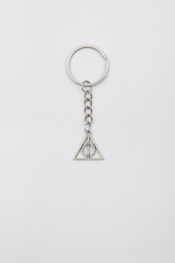 Minimal Harry Potter Ölüm Yadigarları Anahtarlık - Antik Gümüş Kaplama - Kadın Erkek - 1
