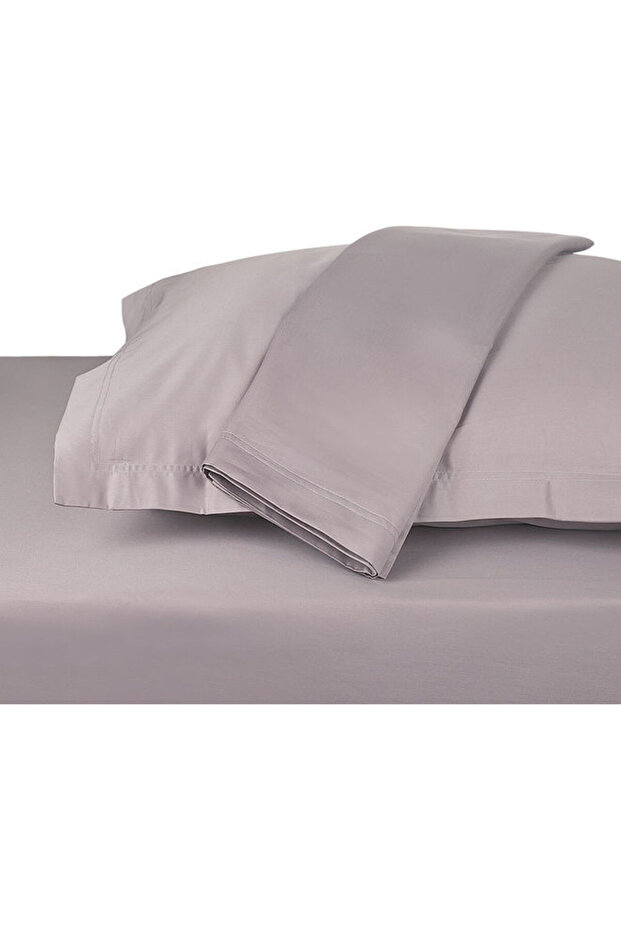 :طقم ملاءات سرير فاخرة سادة من 3 قطع، 500 خيط، 100 قطن غني - 3