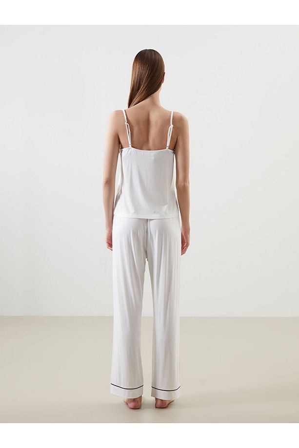 Kalp Yaka Kadın Pijama Takımı - 4