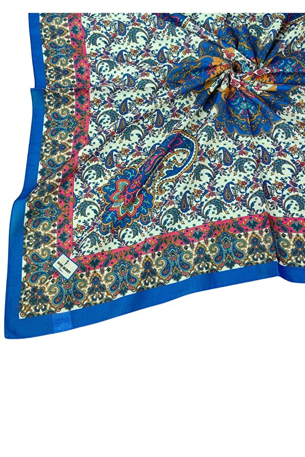 وشاح منقوش من القطن العرقي مقاس 90 × 90 سم