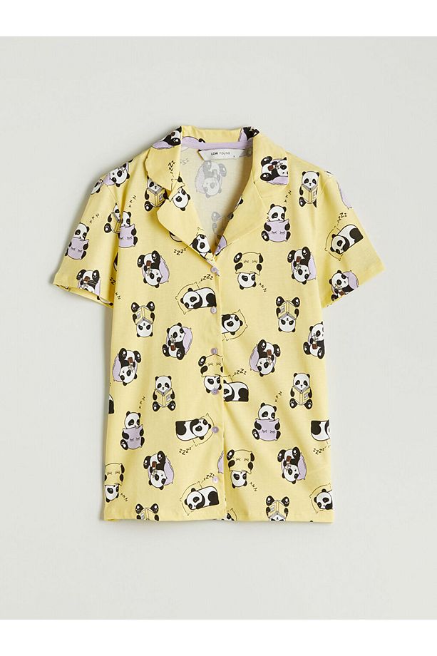 Panda Baskılı Kadın Şortlu Pijama Takımı - 6
