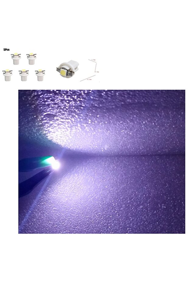 ( 5 X ADET ) 1 SET DUYLU DİPSİZ AMPUL T5 B8.5D MODEL LED 1.2W BEYAZ (T5 B8.5D WHITE) - 2