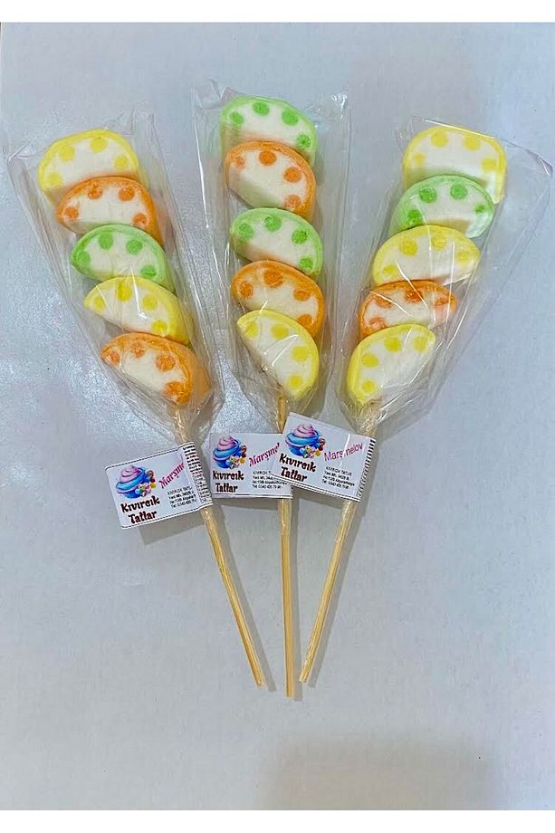 Marshmallow Lolipop Şekerleme 10 Adet (KARPUZ) (PARTİ -DOĞUM GÜNÜ-ÇOCUK-HEDİYE-SEVGİLİ VB.) - 1