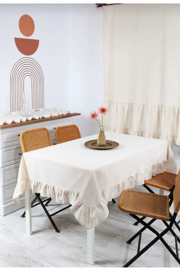 Bohem Fırfırlı Keten Masa Örtüsü - 4