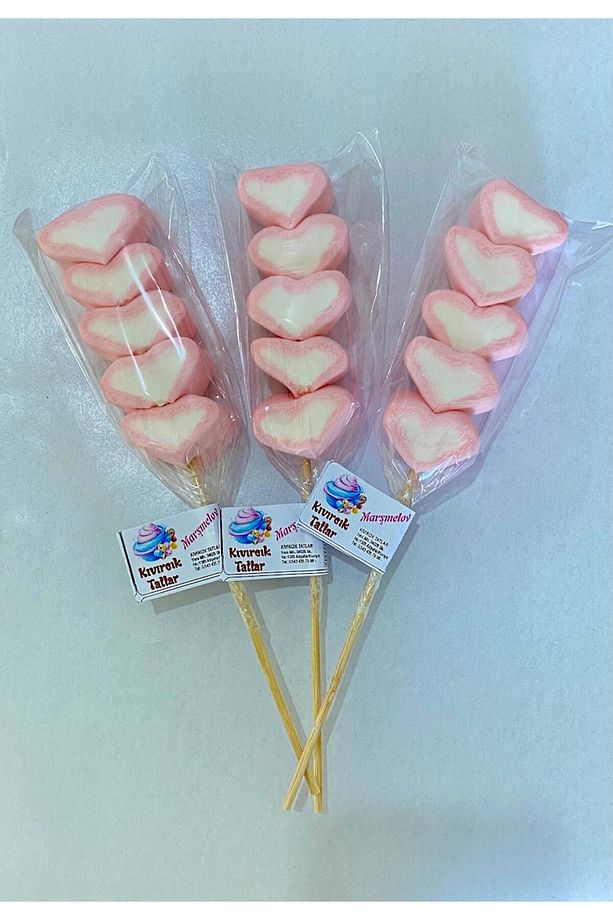 Marshmallow Lolipop Şekerleme 10 Adet (KALPLİ) (PARTİ -DOĞUM GÜNÜ-ÇOCUK-HEDİYE-SEVGİLİ VB.) - 1