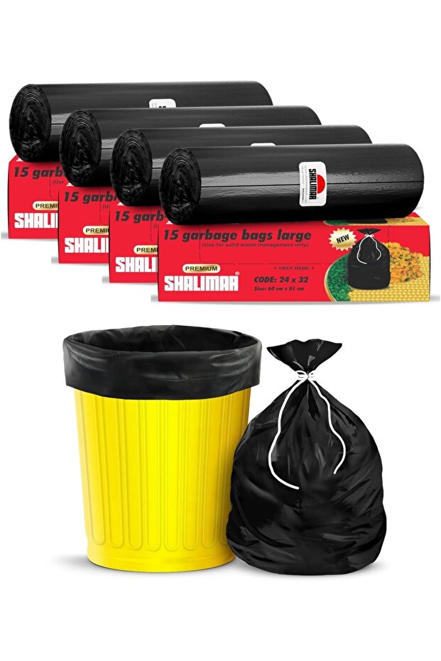 Large Garbage Bags – 60 Bags (4 Rolls) – 60 x 81 cm – Fits 20 to 30 Gallon Bins – L