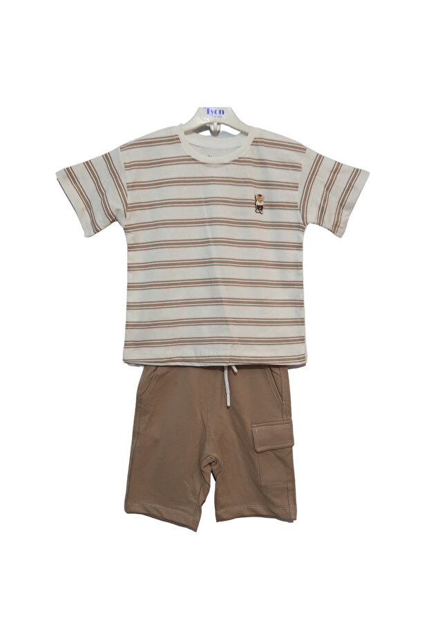 2-5 Years Old Boy's Bear Striped Bottom Top Set