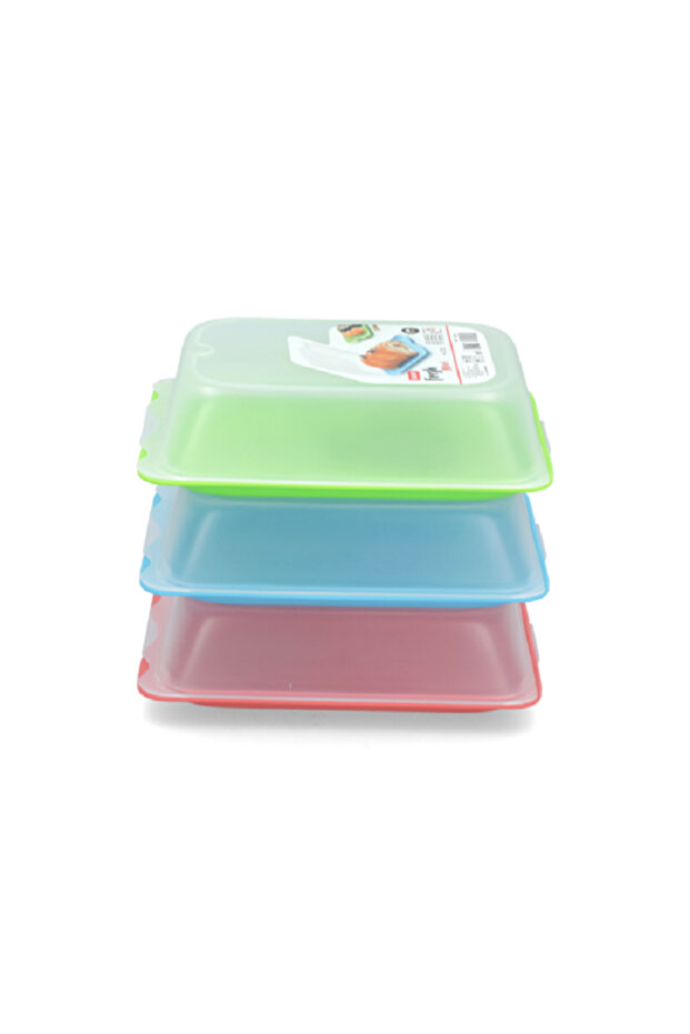 Stackable Rectangular Plastic Maxi Food Container Set Assorted Color - 3