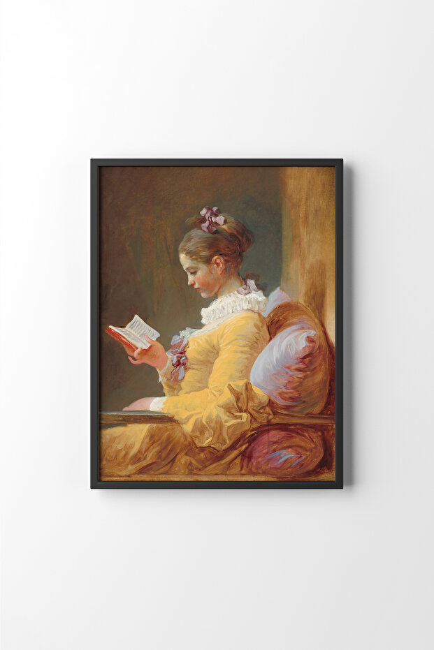 فتاة تقرأ الكتاب - إطار أسود