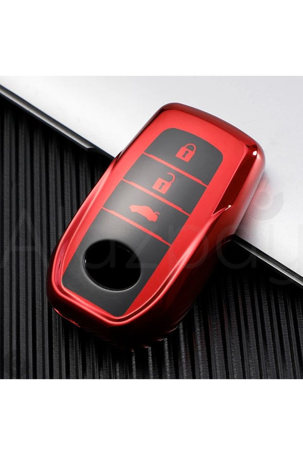 Toyota Compatible Corolla Cross, Yaris Cross, Ch-R, Prius, Rav4, Camry, Prado, Glossy Tpu Key Case Cover (Red)
