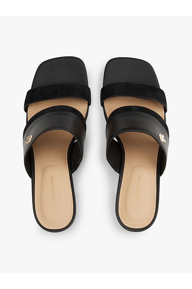 Leather Block Heel Mules - 4