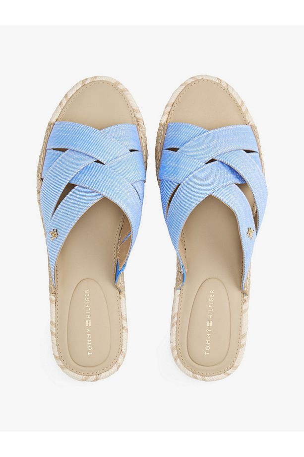 Chambray Crossover Espadrille Mules - 3