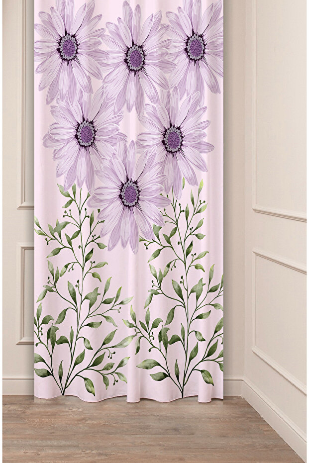 Floral Aesthetic Minimalist Patterned Special Design Digital Printed (Single Wing) Modern Stylish Background Curtain