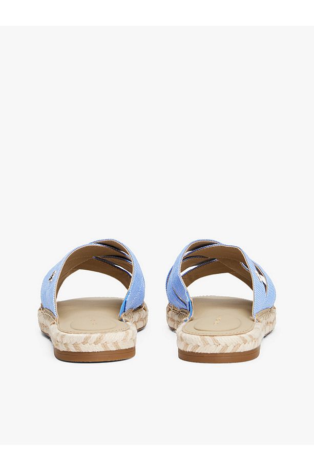 Chambray Crossover Espadrille Mules - 4