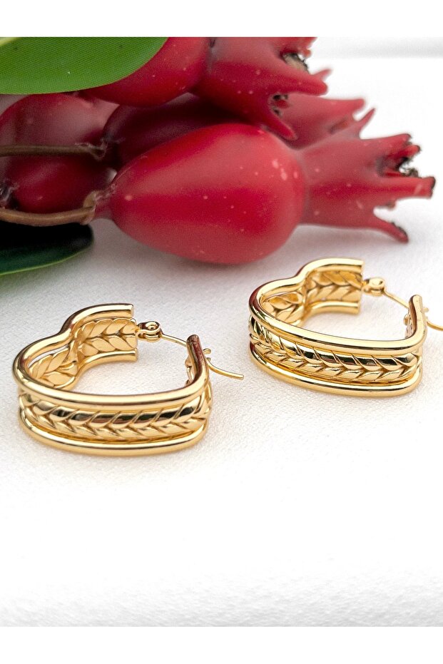 Kalp Tasarımlı Kararmaz Çelik Küpe - 3