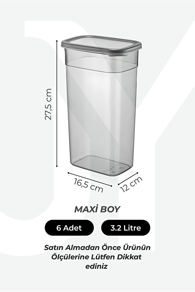 Set of 6 Mega Size Rectangular Storage Containers – 3200 ml Labeled Food, Tea and Candy Box - 2