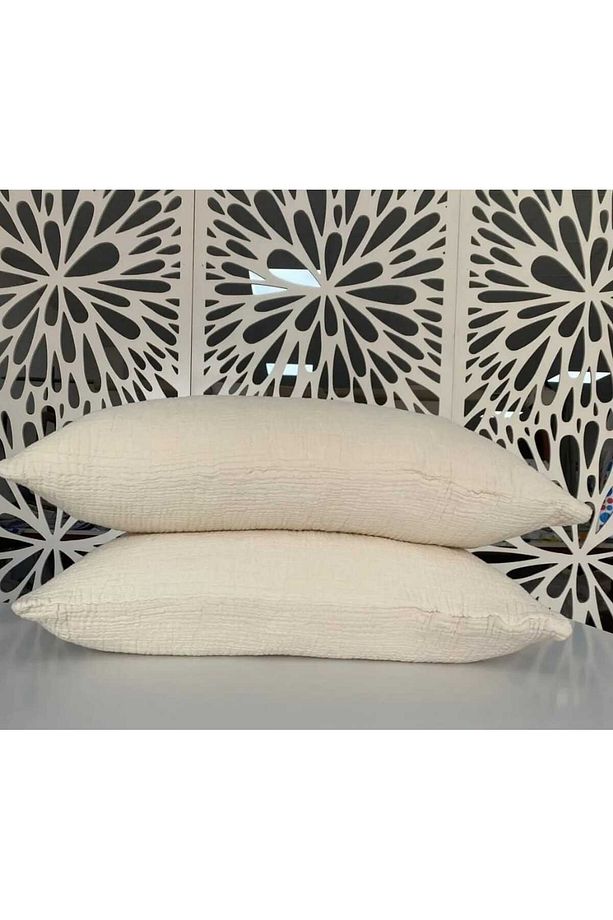 Müslin Yastık Kılıfı %100 Pamuk 50x70 2 Adet Krem - 2