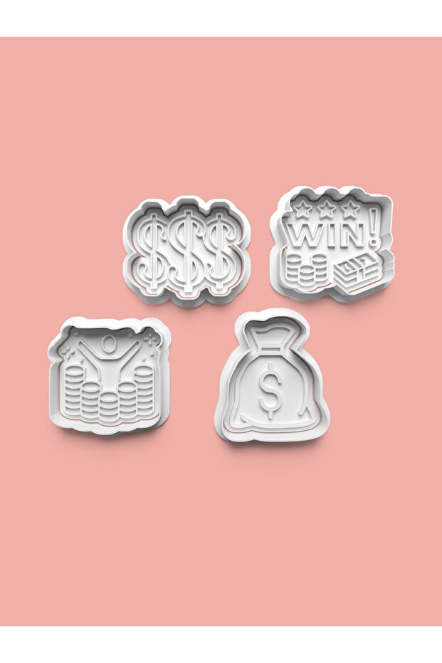 Money and Wealth Theme Cookie Mold and Sugar Dough Mold Set of 4 0388-Set