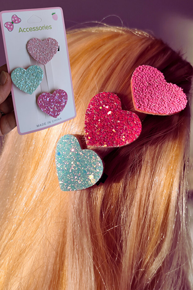Girl's Glittery Clamp Buckle 3 Pieces