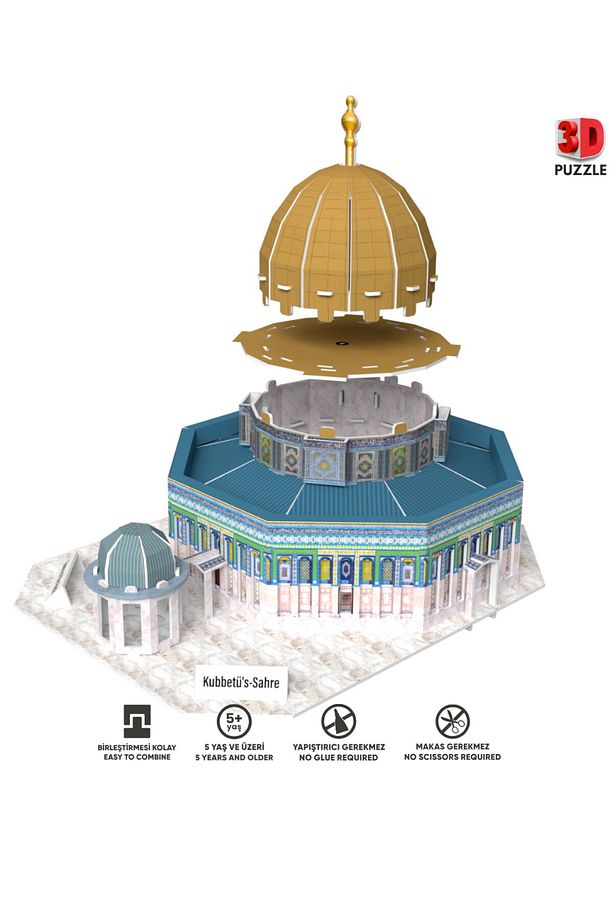 Kubbetü's Sahre Kudüs'ün Simge Yapısı 3 Boyutlu Eğitici Puzzle 3D Kağıt Puzzle Yapboz Maket - 2