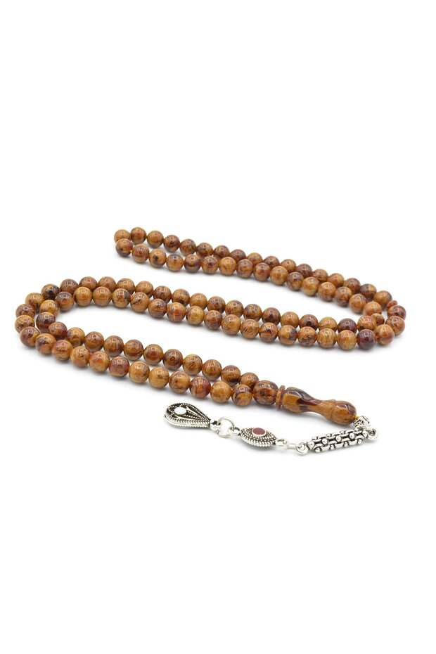 Sphere Cut 99 mm Moire Brown Beirut Amber Prayer Beads